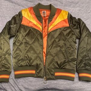 Vibrant Olive and Orange Bomber Jacket